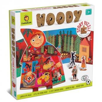Ludattica Puzzle de Madera Caperucita Roja - Rompecabezas de 24 piezas para niños a partir de 3 años, dimensiones 24x24x4 cm, incluye dos juegos en uno, fabricado en Italia