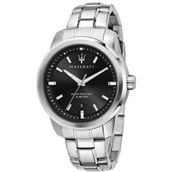 Maserati Successo Men's Quartz Watch R8853121006, Black Dial, Stainless Steel Bracelet
