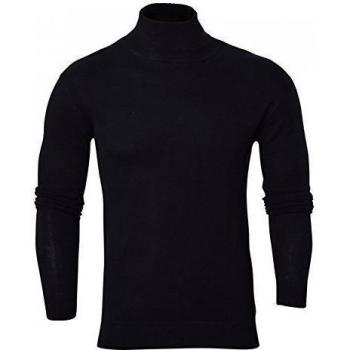 Hombre Brave Soul Hume Diseñador Embudo Altas Cuello Vuelto Algodón Jersey De Punto - Negro, L
