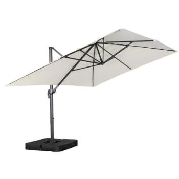 Parasol Déporté Rectangular 3x4m con Base de Lastre 50x50cm Crudo - 380x259x286 cm