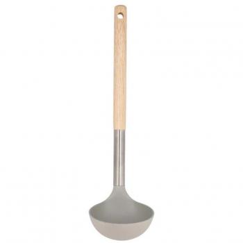 Cazo Quid Moss 34CM Gris con Mango de Madera, Libre de BPA, Agujero Colgador