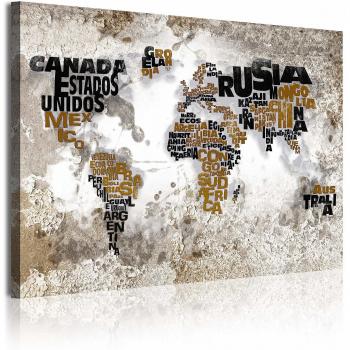 DekoArte 348 - Cuadros Modernos Impresión de Imagen Artística Digitalizada | Lienzo Decorativo Para Tu Salón o Dormitorio | Estilo Mapamundi Mapa del Mundo Con Nombres de Países | 1 Pieza 120 x 80 cm