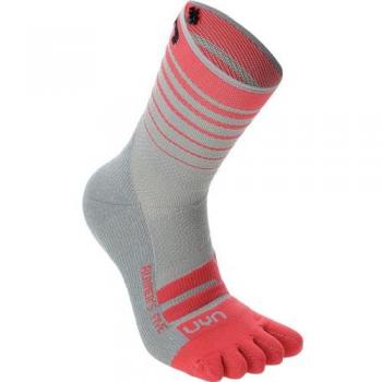 UYN Runner's Five Calcetines Para Correr Mujeres - Gris, Rosa, características: diseño ligero, material transpirable, soporte en el arco del pie, tecnología de gestión de humedad, refuerzo en talón y puntera