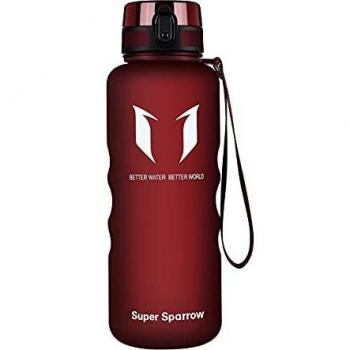 Super Sparrow Botella Agua Deporte Botellas Sin BPA, Reutilizable Tritan Plástico Ecologica, 1.5L, Cantimploras para Gimnasio, Bicicleta, Colegio, Oficina, Viajes