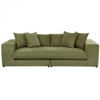 Sofá tapizado 3 plazas cómodo acolchado con respaldo y reposabrazos moderno color verde Glorvika