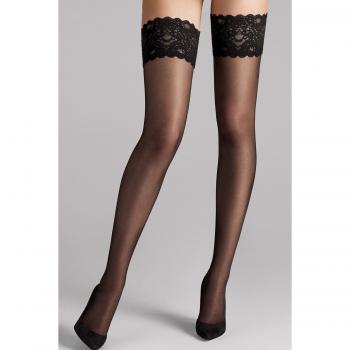 Medias Stay-Up Satin Touch 20, Negro, Talla M