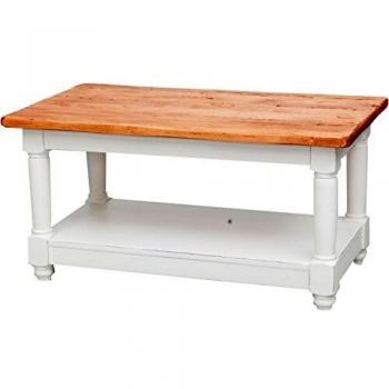 Mesita de Centro Cenicero Country de Madera Maciza de Tilo con Acabado Blanco Envejecido - Made in Italy 90x50x45 cm