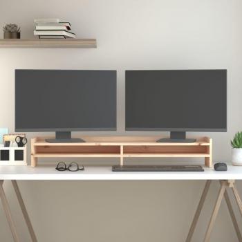 Soporte para monitor de madera maciza de pino 100x24x16 cm