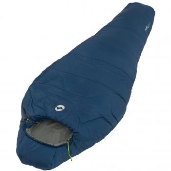 Outwell Saco De Dormir Cedar Lux Azul, con aislamiento de fibra sintética, diseño ergonómico, capucha ajustable, cremallera bidireccional y tejido exterior resistente al agua