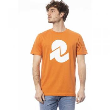 Invicta Orange Cotton Crew Neck T-Shirt with Logo Print for Men - Size M