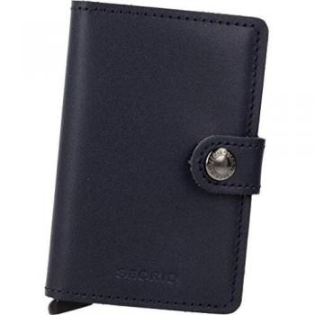 Secrid Miniwallet Original Navy Leather Anti-Theft Wallet with Additional Cardholder