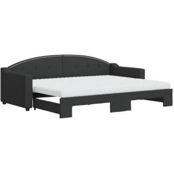 Sofá cama nido con colchón tela negro 80x200 cm