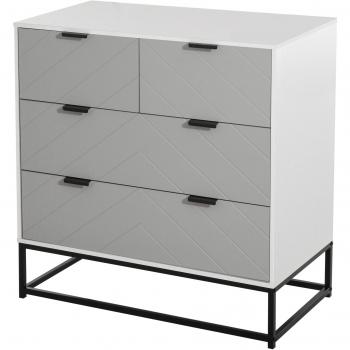 Cómoda de Noche con 4 Cajones 80x40x79 cm Blanco Gris y Negro