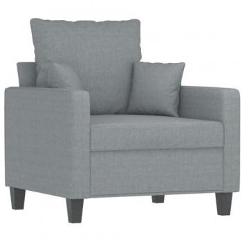 Sillón de tela gris claro 60 cm con reposabrazos, respaldo, diseño de descanso y ocio, tapizado para salón hogar
