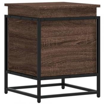 Caja de almacenaje con tapa de madera marrón roble 40x40x51,5 cm