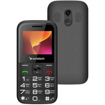 CEL4 Teléfono móvil con Teclas Grandes y botón SOS, literna, Radio FM y Cámara para Mayores. Sunstech. Senior Phone fácil de Usar y cómodo con Base de Carga. Color Negro.