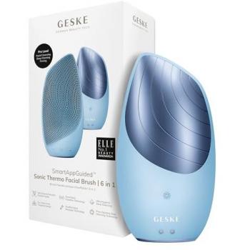 Geske SmartAppGuided™ Sonic Thermo Facial Brush 6-in-1 with Anti-Aging Massage and USB Charging, Aquamarine