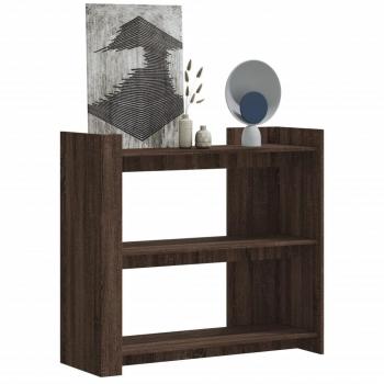 Mesa consola de madera de ingeniería 100x35x90 cm en color Blanco, Negro y Roble Sonoma, ideal como mesa de sofá, mesa de entrada para salón o mueble recibidor