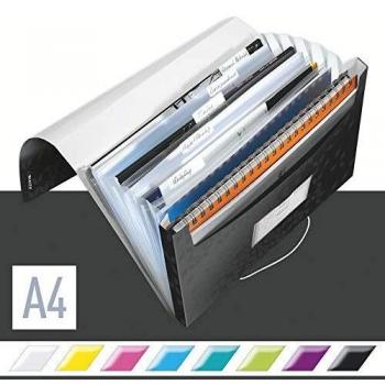 Carpeta Expandible Leitz WOW A4, 6 Compartimentos, PP, Negra