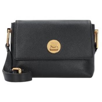 Coccinelle Liya Leather Shoulder Bag with Flap and Swivel Closure, Black, One Size