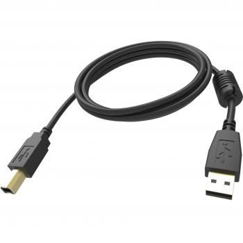 Cable USB 2.0 Vision Negro de 3 Metros con Conexión USB A a USB B, Ideal para Instalaciones Profesionales y con Garantía de por Vida