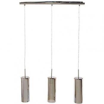 Lámpara Colgante Industrial Selvino 3 Luces Vidrio Espejo Fumé y Acero Satinado