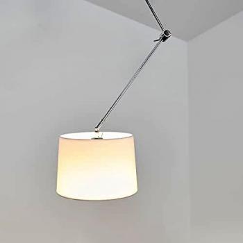 Lámpara colgante textil Jolla de Lucande, moderno en blanco, hecha de textura, tela y seda, para salón y comedor, con 1 bombilla E27