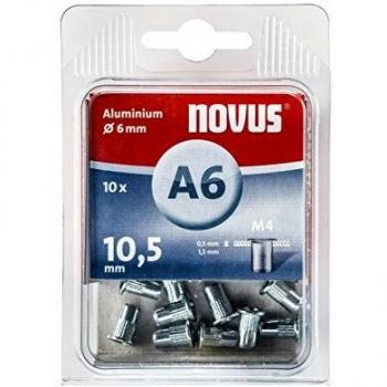 Tuerca remachada de aluminio M4 x 10,5 mm - Novus (Paquete de 10)