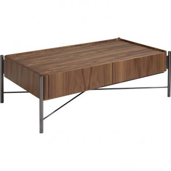 Mesa Centro Angel Cerdá 2121C - Nogal y Acero Oscurecido, Chapa Nogal, Dimensiones: 120 x 70 x 38 cm