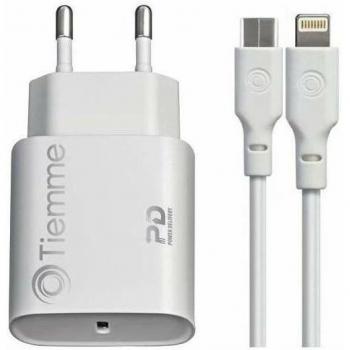 Cargador de pared 20W con 1 puerto USB-C y cable USB-C a Lightning Tiemme 3647
