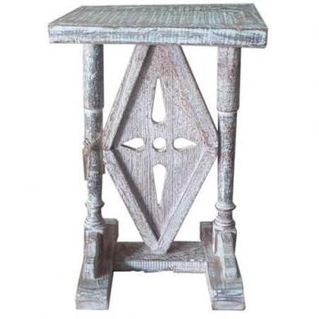 Mesa de madera marrón 33x28x49h cm de estilo Artesanal WANDERLUST DECO con acabado artesanal