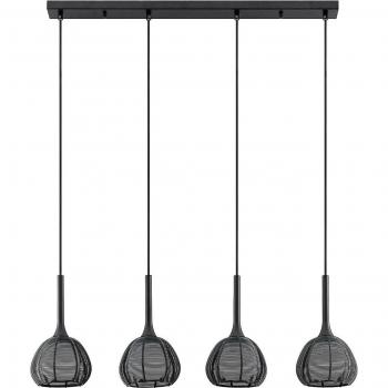 Lámpara colgante Tetira moderna de metal negro, 4 luces E14 para salón y comedor