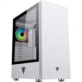 Case Gaming Itek Vertibra S210W - Torre Media, Ventilador ARGB de 12cm, 2xUSB3, Panel Lateral de Vidrio Templado, Edición Blanca