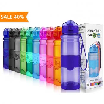 HoneyHolly Botella de Agua Deporte 400ml/500ml/700ml/1l, sin bpa tritan plastico, Reutilizables a Prueba de Fugas Botellas Potable con Filtro para niños, Colegio, Sport, Gimnasio, Trekking, Bicicleta