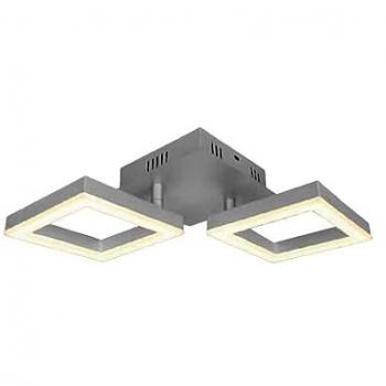 Lámpara de Techo LED Moderna Rumba Luxury 28W Transparente Ámbar con Dimensiones 44 x 12 x 44 cm y Araña LED con Doble Marco Metálico Gris 14W 3000K