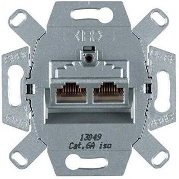 Toma de conexión UAE 8/8 polos apantallada Cat.6A doble RJ45 4587
