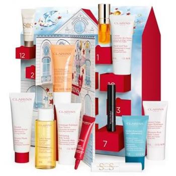 Clarins Women 12 Day Advent Calendar - 12 Boxes Gift Set, 265ml for Women, Worth £162, $216 value, One Size