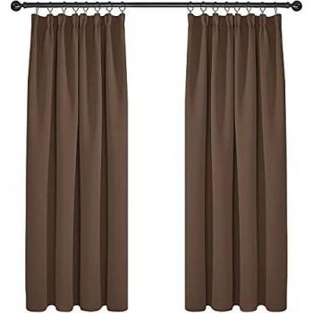 Deconovo Cortina Opaca Térmica Aislante y Ruido Reducción 140 X 175 CM Marrón 2 Piezas