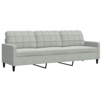 Sofá de 3 plazas terciopelo gris claro 210 cm Vidaxl, sofá tapizado, sofá para salón, capacidad para 3 personas