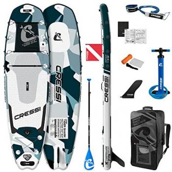 Cressi Tabla Paddle Surf Hinchable Tiger Shark 10'2 Camuflaje - Conjunto completo de paddle surf, fácil de inflar en menos de 10 minutos, incluye todos los accesorios necesarios para el transporte, diseño un