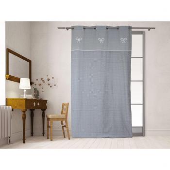 Cortina con Ojales Bordados Emilie 100% Algodón Gris 135x250 cm