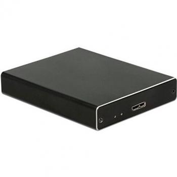 Caja externa dual M.2 SSD USB 3.1, RAID 0/1, compatible con M.2 2230/2242/2260, color negro