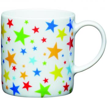 Taza para Café de Cerámica con Decoración de Estrellas de Colores, 80 ml, Espresso de Porcelana, 6 cm
