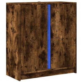 Aparador con LED madera ingeniería roble ahumado 77x34x85 cm