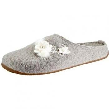 Living Kitzbühel Pantoffel Hirsch Hochzeit mit Fußbett - Pantuflas de lana mujer, color beige, talla 39