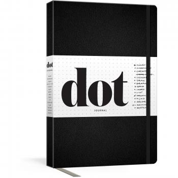 Black Dotted Journal with Elastic Closure and Ribbon Marker - 256 Pages for List-Making, Journaling, and Goal-Setting