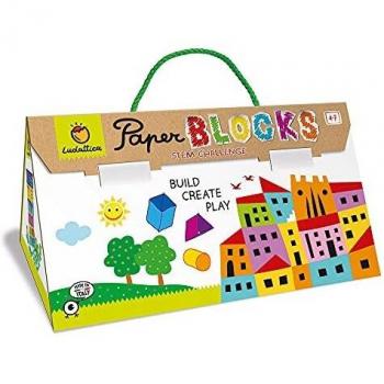 Ludattica- Construcción Bloques de Papel 180 pzas, Multicolor