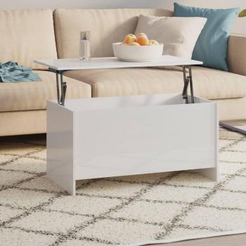 High Gloss White Coffee Table 102x55.5x52.5 cm Engineered Wood