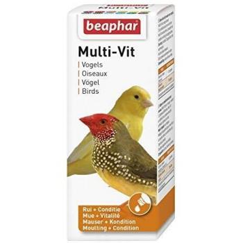 Beaphar Multi-Vitaminas para Aves 50 ml - 11 vitaminas, salud óptima, estimula el canto, acelera la muda, plumaje sano y brillante