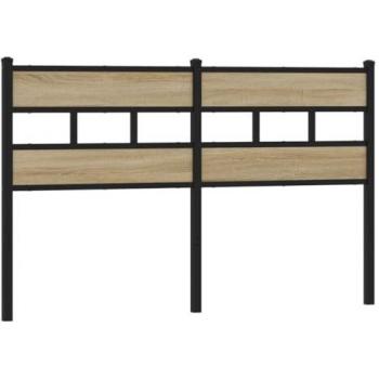 Cabecero de Acero y Madera de Ingeniería Roble Sonoma 160 cm